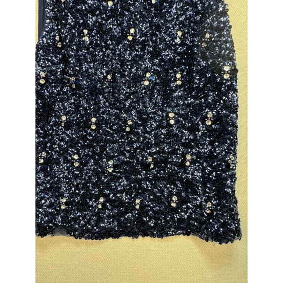 Express Womens Metallic Sequin Embellished Tank Top Size S Navy Blue Preppy Chic - Picture 7 of 12